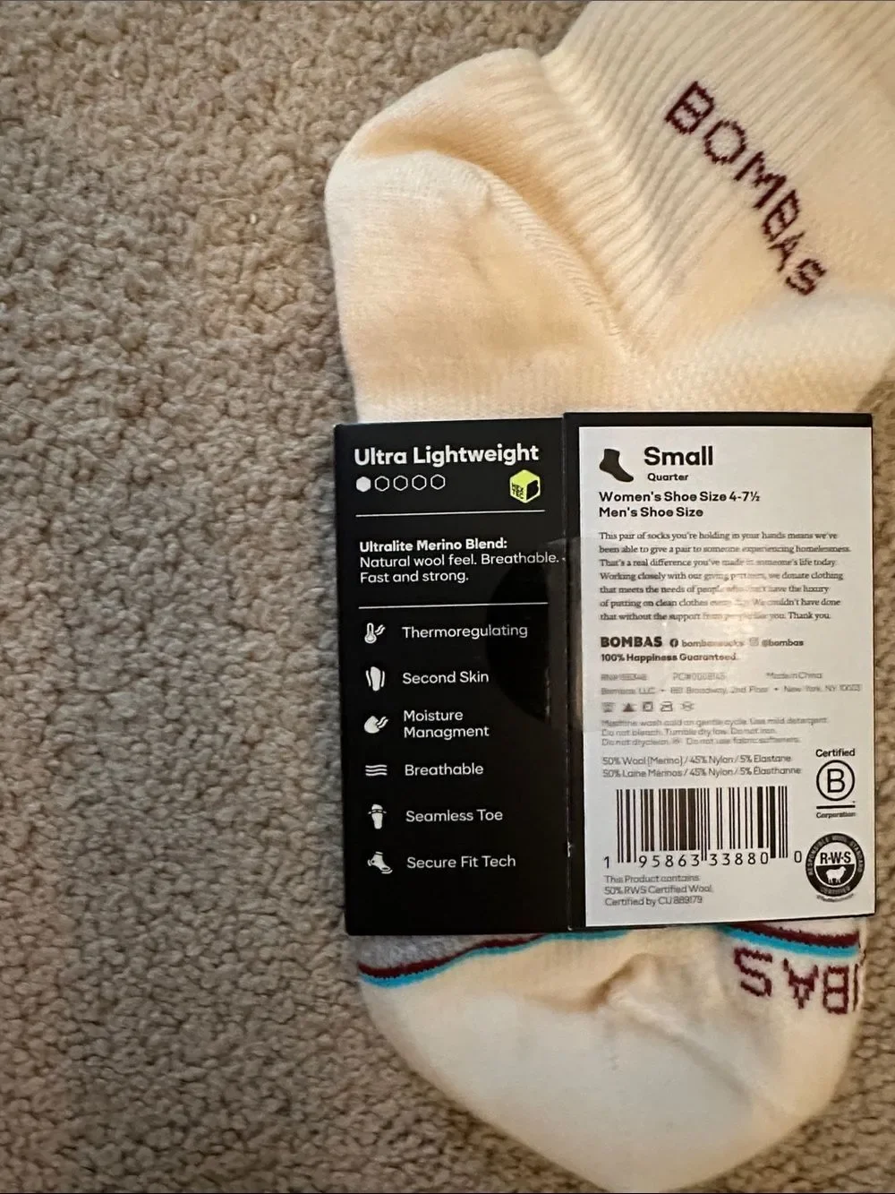NWT yellow Bombas sport socks small